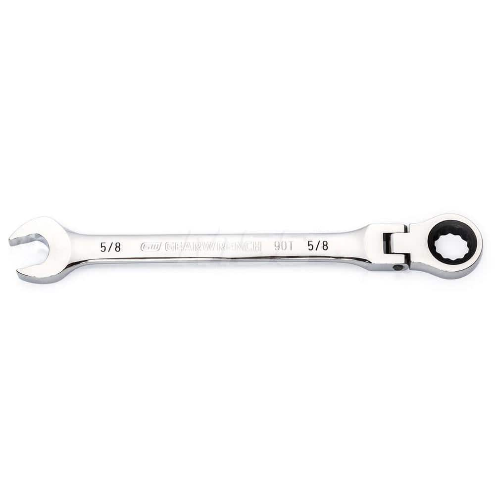 GEARWRENCH - Combination Wrenches; Type: Flex Head ; Tool Type: Ratcheting ; Size (Inch): 5/8 ; Number of Points: 12 ; Finish/Coating: Full Polish Chrome ; Material: Alloy Steel - Exact Industrial Supply