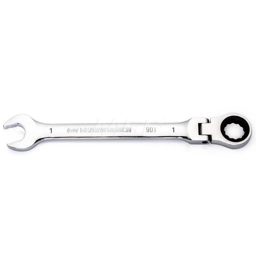 GEARWRENCH - Combination Wrenches; Type: Flex Head ; Tool Type: Ratcheting ; Size (Inch): 1 ; Number of Points: 12 ; Finish/Coating: Full Polish Chrome ; Material: Alloy Steel - Exact Industrial Supply