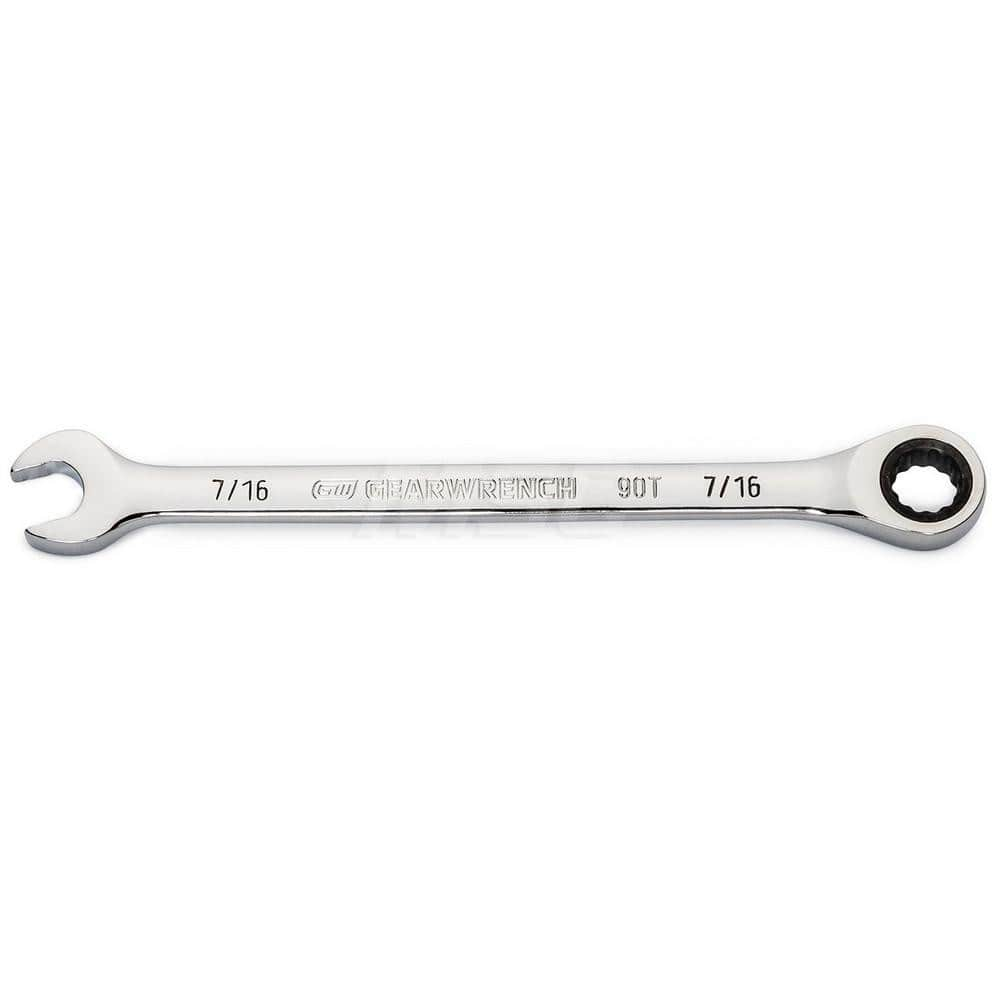 GEARWRENCH - Combination Wrenches; Type: Combination Wrench ; Tool Type: Ratcheting ; Size (Inch): 7/16 ; Number of Points: 12 ; Finish/Coating: Full Polish Chrome ; Material: Alloy Steel - Exact Industrial Supply