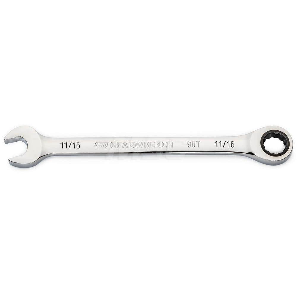 GEARWRENCH - Combination Wrenches; Type: Combination Wrench ; Tool Type: Ratcheting ; Size (Inch): 11/16 ; Number of Points: 12 ; Finish/Coating: Full Polish Chrome ; Material: Alloy Steel - Exact Industrial Supply