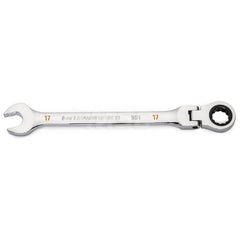 GEARWRENCH - Combination Wrenches; Type: Flex Head ; Tool Type: Ratcheting ; Size (mm): 17 ; Number of Points: 12 ; Finish/Coating: Full Polish Chrome ; Material: Alloy Steel - Exact Industrial Supply