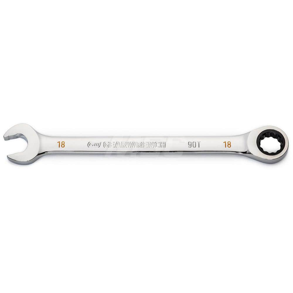 GEARWRENCH - Combination Wrenches; Type: Combination Wrench ; Tool Type: Ratcheting ; Size (mm): 18 ; Number of Points: 12 ; Finish/Coating: Full Polish Chrome ; Material: Alloy Steel - Exact Industrial Supply