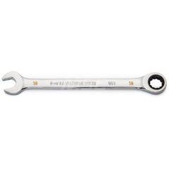 GEARWRENCH - Combination Wrenches; Type: Combination Wrench ; Tool Type: Ratcheting ; Size (mm): 18 ; Number of Points: 12 ; Finish/Coating: Full Polish Chrome ; Material: Alloy Steel - Exact Industrial Supply