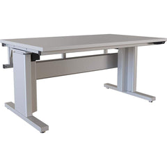 BOSTONtec - Stationary Work Benches, Tables; Type: Electric Height Adjustable Workstation ; Top Material: Laminate ; Width (Inch): 60 ; Depth (Inch): 36 ; Maximum Height (Inch): 44 ; Leg Style: Adjustable Height; C-Leg (Cantilever); Motor Height Adjustme - Exact Industrial Supply