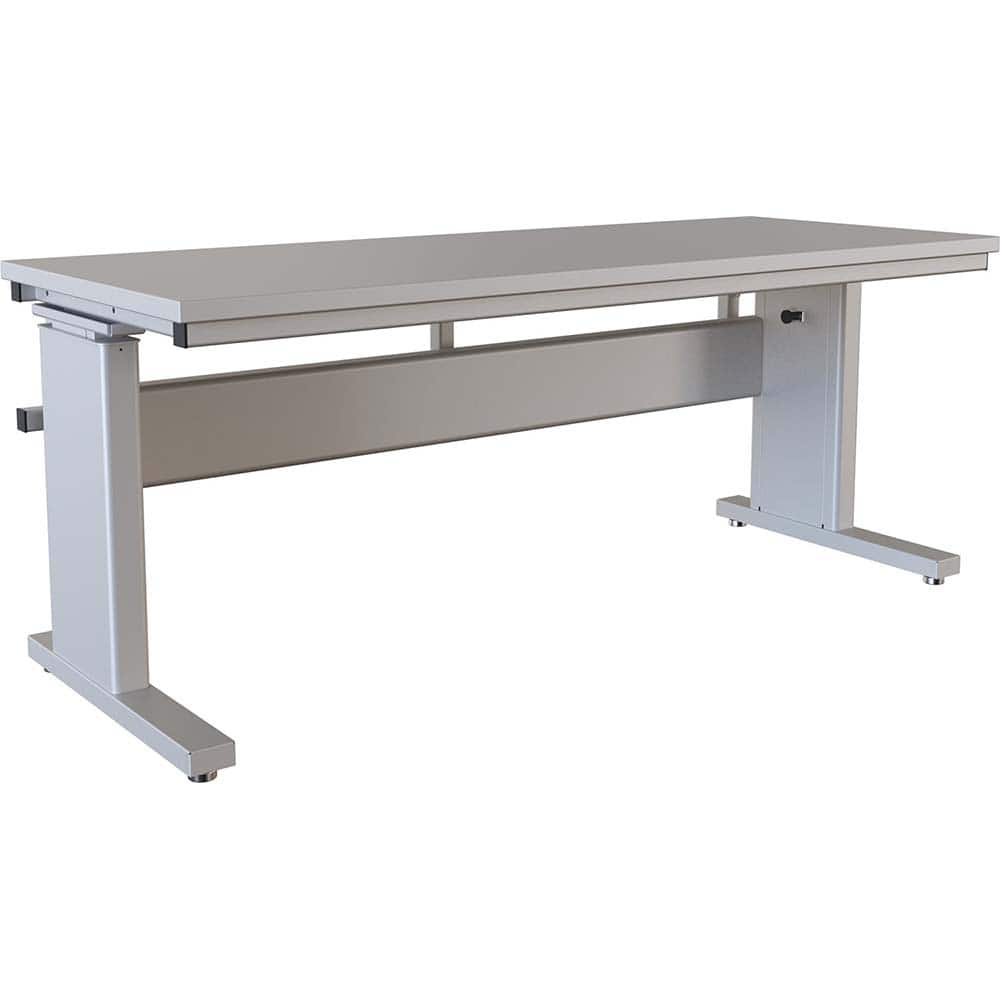 BOSTONtec - Stationary Work Benches, Tables; Type: Manual Height Adjustable Workstation ; Top Material: Laminate ; Width (Inch): 72 ; Depth (Inch): 30 ; Maximum Height (Inch): 44 ; Leg Style: Adjustable Height; C-Leg (Cantilever); Manual Height Adjustment - Exact Industrial Supply