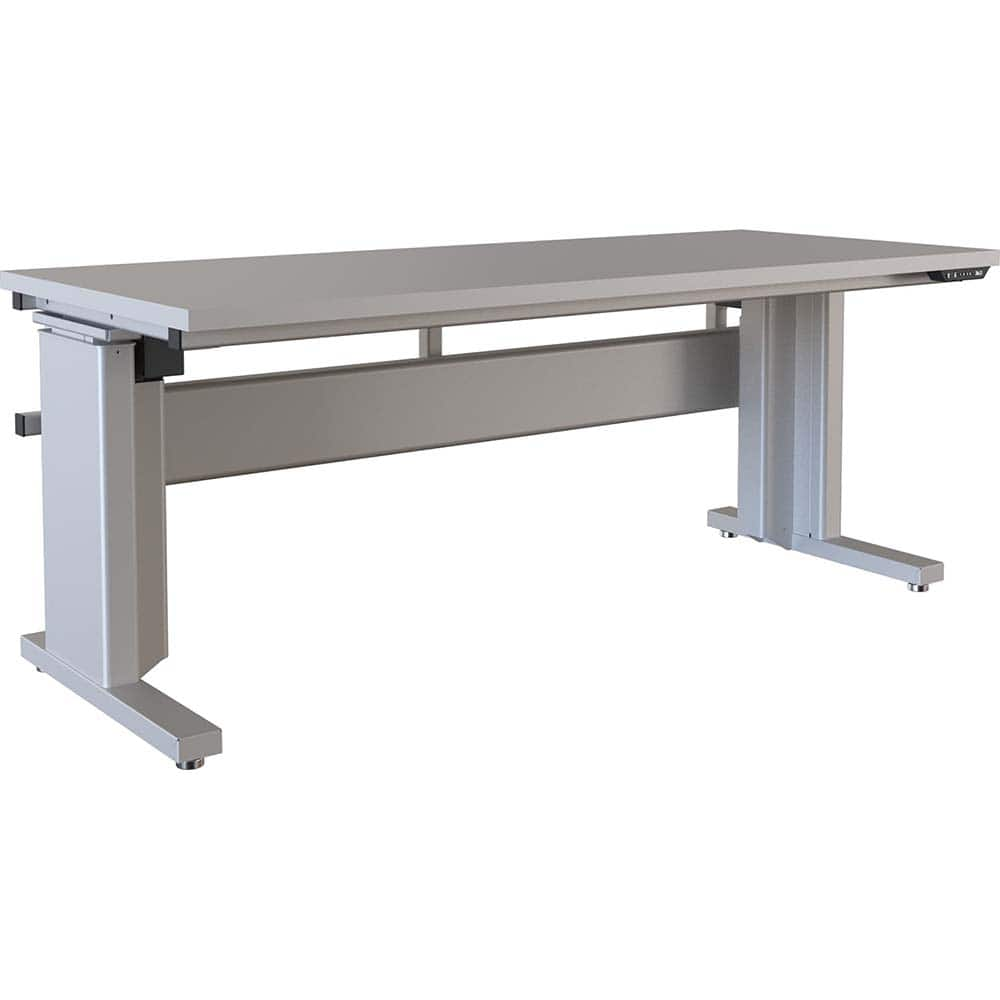 BOSTONtec - Stationary Work Benches, Tables; Type: Electric Height Adjustable Workstation ; Top Material: Laminate ; Width (Inch): 72 ; Depth (Inch): 30 ; Maximum Height (Inch): 44 ; Leg Style: Adjustable Height; C-Leg (Cantilever); Motor Height Adjustme - Exact Industrial Supply