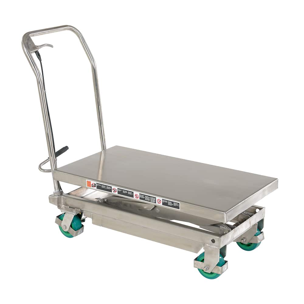 Vestil - Lifting Tables; Type: Elevating Cart ; Lift Style: Scissor ; Style: Manual ; Load Capacity (Lb.): 600.000 ; Minimum Height (Inch): 14 ; Lift Height (Inch): 51-1/8 - Exact Industrial Supply