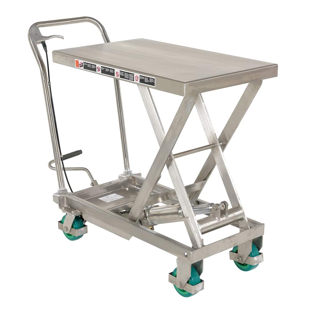 Vestil - Lifting Tables; Type: Scissor Cart ; Lift Style: Scissor ; Style: Manual ; Load Capacity (Lb.): 500.000 ; Minimum Height (Inch): 11 ; Lift Height (Inch): 35-7/8 - Exact Industrial Supply