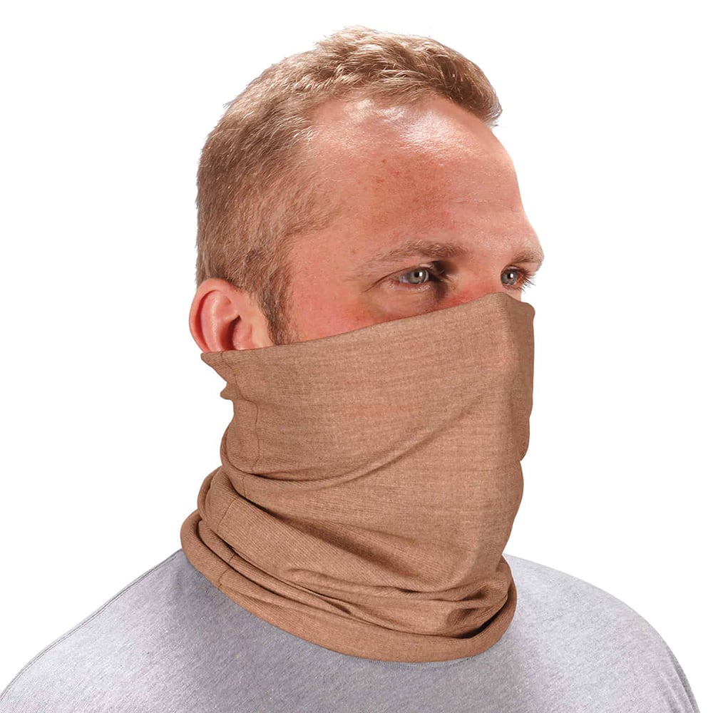 Ergodyne - Hats, Headbands & Bandanas; Garment Style: Gaiter ; Garment Type: Washable ; Garment Color: Khaki ; Garment Size: Universal ; Garment Material: High-Performance Knit Fabric ; Color Pattern: Solid - Exact Industrial Supply