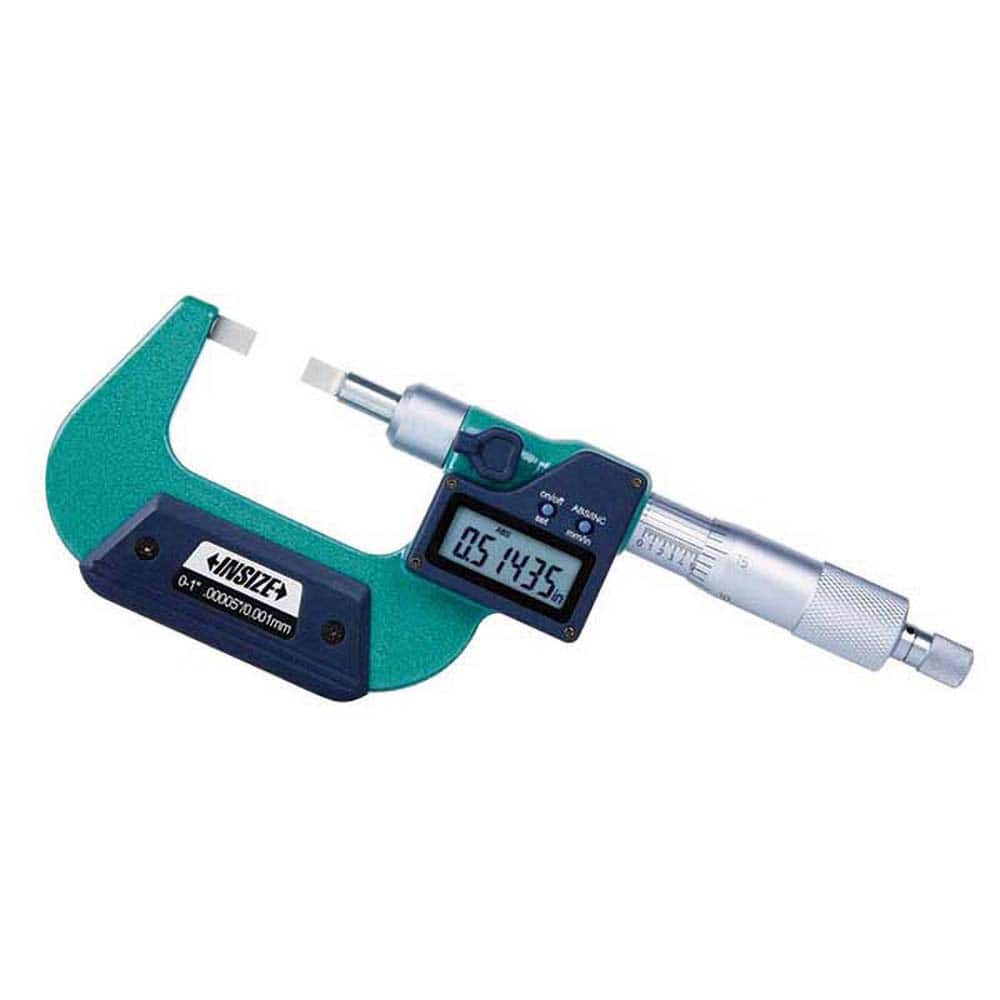 Insize USA LLC - Blade Micrometers; Operation Type: Electronic ; Minimum Measurement (Decimal Inch): 1.0000 ; Maximum Measurement (Decimal Inch): 2.0000 ; Thimble Type: Ratchet Stop ; Data Output: Yes ; Digital Counter: No - Exact Industrial Supply