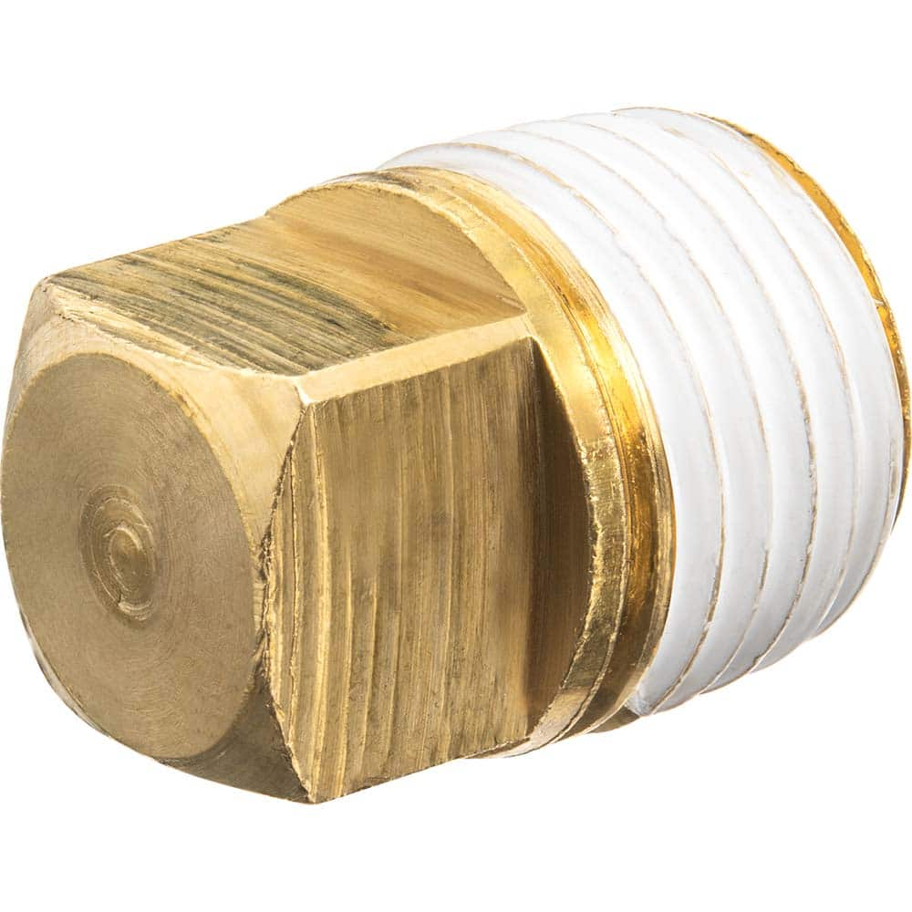 USA Sealing - Brass & Chrome Pipe Fittings; Type: Solid Square Head Plug ; Fitting Size: 1-1/2 ; End Connections: MNPT w/Thread Sealant ; Material: Brass ; Pressure Rating (psi): 125 ; Finish/Coating: Uncoated - Exact Industrial Supply