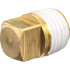 USA Sealing - Brass & Chrome Pipe Fittings; Type: Solid Square Head Plug ; Fitting Size: 1/2 ; End Connections: MBSPT w/Thread Sealant ; Material: Brass ; Pressure Rating (psi): 125 ; Finish/Coating: Uncoated - Exact Industrial Supply