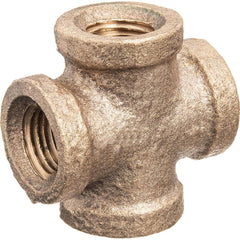 USA Sealing - Brass & Chrome Pipe Fittings; Type: Cross ; Fitting Size: 2-1/2 x 2-1/2 x 2-1/2 x 2-1/2 ; End Connections: FNPT x FNPT x FNPT x FNPT ; Material: Brass ; Pressure Rating (psi): 125 ; Finish/Coating: Uncoated - Exact Industrial Supply