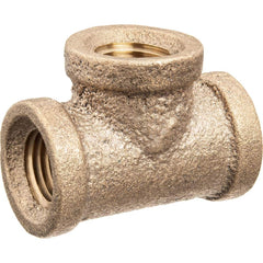 USA Sealing - Brass & Chrome Pipe Fittings; Type: Tee ; Fitting Size: 1/2 x 1/2 x 1/2 ; End Connections: FBSPT x FBSPT x FBSPT ; Material: Brass ; Pressure Rating (psi): 125 ; Finish/Coating: Uncoated - Exact Industrial Supply