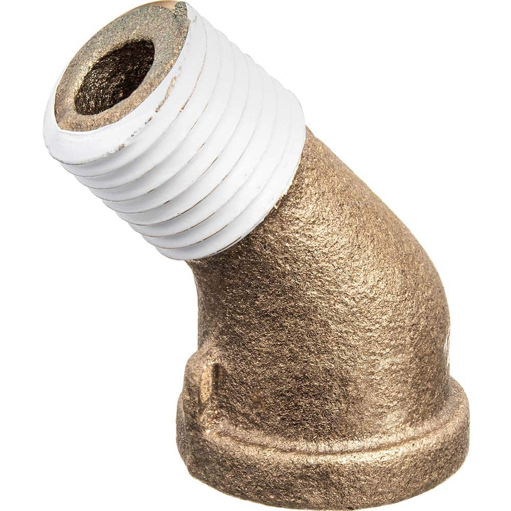 USA Sealing - Brass & Chrome Pipe Fittings; Type: 45 Street Elbow ; Fitting Size: 1/4 x 1/4 ; End Connections: FNPT x MNPT w/Thread Sealant ; Material: Brass ; Pressure Rating (psi): 125 ; Finish/Coating: Uncoated - Exact Industrial Supply