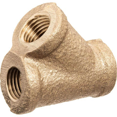 USA Sealing - Brass & Chrome Pipe Fittings; Type: Wye ; Fitting Size: 1/2 x 1/2 x 1/2 ; End Connections: FNPT x FNPT x FNPT ; Material: Brass ; Pressure Rating (psi): 125 ; Finish/Coating: Uncoated - Exact Industrial Supply