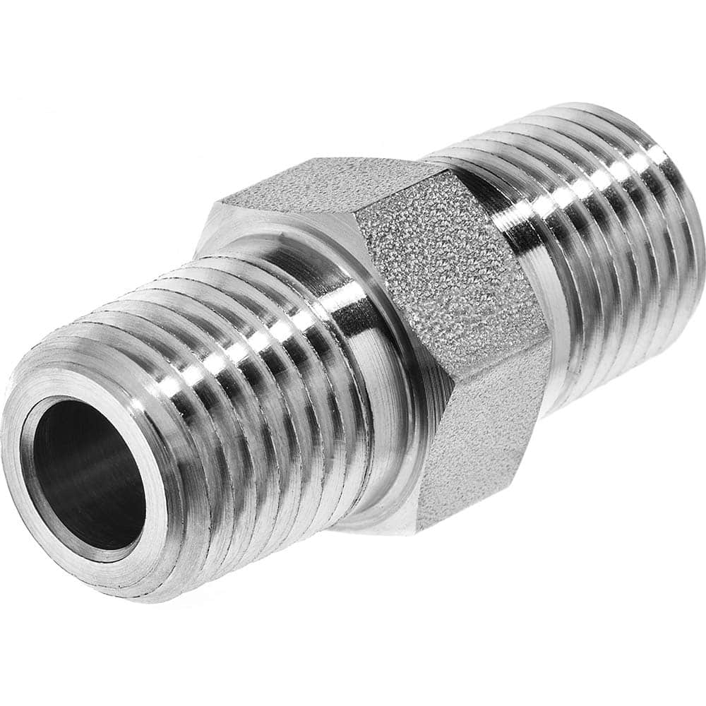 USA Sealing - Stainless Steel Pipe Fittings; Type: Adapter ; Fitting Size: 3/4 x 3/4 ; End Connections: MNPT x MBSPP ; Material Grade: 316 ; Pressure Rating (psi): 7300 - Exact Industrial Supply