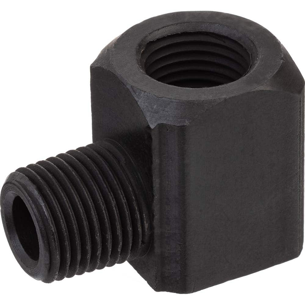 USA Sealing - Brass & Chrome Pipe Fittings; Type: 90 Elbow ; Fitting Size: 1/2 x 1/2 ; End Connections: FNPTF x MNPTF ; Material: Brass ; Pressure Rating (psi): 1000 ; Finish/Coating: Black Zinc - Exact Industrial Supply