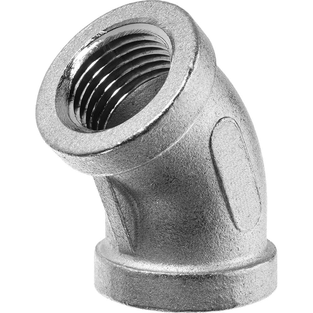 USA Sealing - Stainless Steel Pipe Fittings; Type: 45 Elbow ; Fitting Size: 3/8 x 3/8 ; End Connections: FBSPT x FBSPT ; Material Grade: 304 ; Pressure Rating (psi): 150 - Exact Industrial Supply