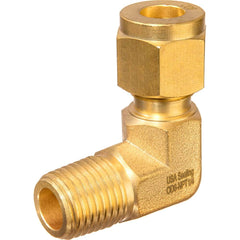 USA Sealing - Metal Compression Tube Fittings; Type: Elbow ; End Connections: Tube OD x Male BSPP ; Tube Outside Diameter (mm): 12 ; Thread Size: 1/4 ; Material: Brass ; Compression Style: Double Ferrule - Exact Industrial Supply