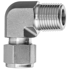 USA Sealing - Metal Compression Tube Fittings; Type: Elbow ; End Connections: Tube OD x Male NPT ; Tube Outside Diameter (Inch): 3/8 ; Thread Size: 1/4 ; Material: Steel - Exact Industrial Supply