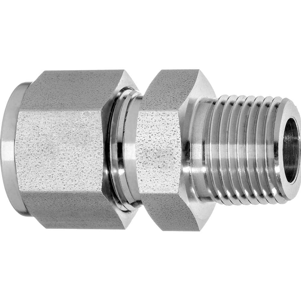 USA Sealing - Metal Compression Tube Fittings; Type: Male Straight Fitting ; End Connections: Tube OD x Male NPT ; Tube Outside Diameter (Inch): 1/2 ; Thread Size: 1/2 ; Material: Steel - Exact Industrial Supply