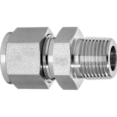 USA Sealing - Metal Compression Tube Fittings; Type: Male Straight Fitting ; End Connections: Tube OD x Male NPT ; Tube Outside Diameter (Inch): 3/8 ; Thread Size: 1/4 ; Material: Steel - Exact Industrial Supply