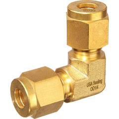 USA Sealing - Metal Compression Tube Fittings; Type: Union Elbow ; End Connections: Tube OD x Tube OD ; Tube Outside Diameter (mm): 10 ; Thread Size: None ; Material: Brass ; Compression Style: Double Ferrule - Exact Industrial Supply