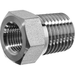 USA Sealing - Stainless Steel Pipe Fittings; Type: Hex Bushing ; Fitting Size: 1/2 x 1/8 ; End Connections: MNPT x FNPT ; Material Grade: 304 ; Pressure Rating (psi): 6100 - Exact Industrial Supply