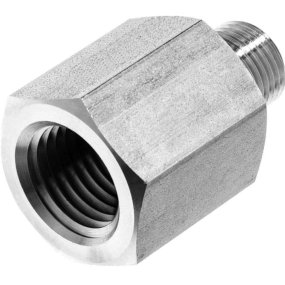 USA Sealing - Stainless Steel Pipe Fittings; Type: Reducing Adapter ; Fitting Size: 1/2 x 1/4 ; End Connections: FNPT x MNPT ; Material Grade: 304 ; Pressure Rating (psi): 4600 - Exact Industrial Supply