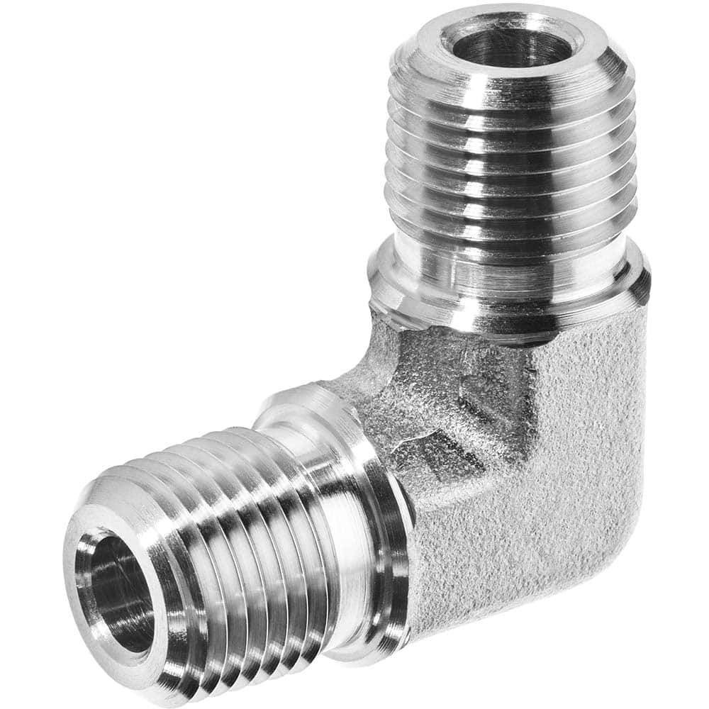 USA Sealing - Stainless Steel Pipe Fittings; Type: Elbow ; Fitting Size: 1/4 x 1/4 ; End Connections: MNPT x MNPT ; Material Grade: 304 ; Pressure Rating (psi): 7500 - Exact Industrial Supply