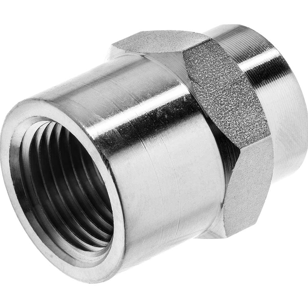 USA Sealing - Stainless Steel Pipe Fittings; Type: Reducing Hex Coupling ; Fitting Size: 3/8 x 1/4 ; End Connections: FNPT x FNPT ; Material Grade: 304 ; Pressure Rating (psi): 4900 - Exact Industrial Supply