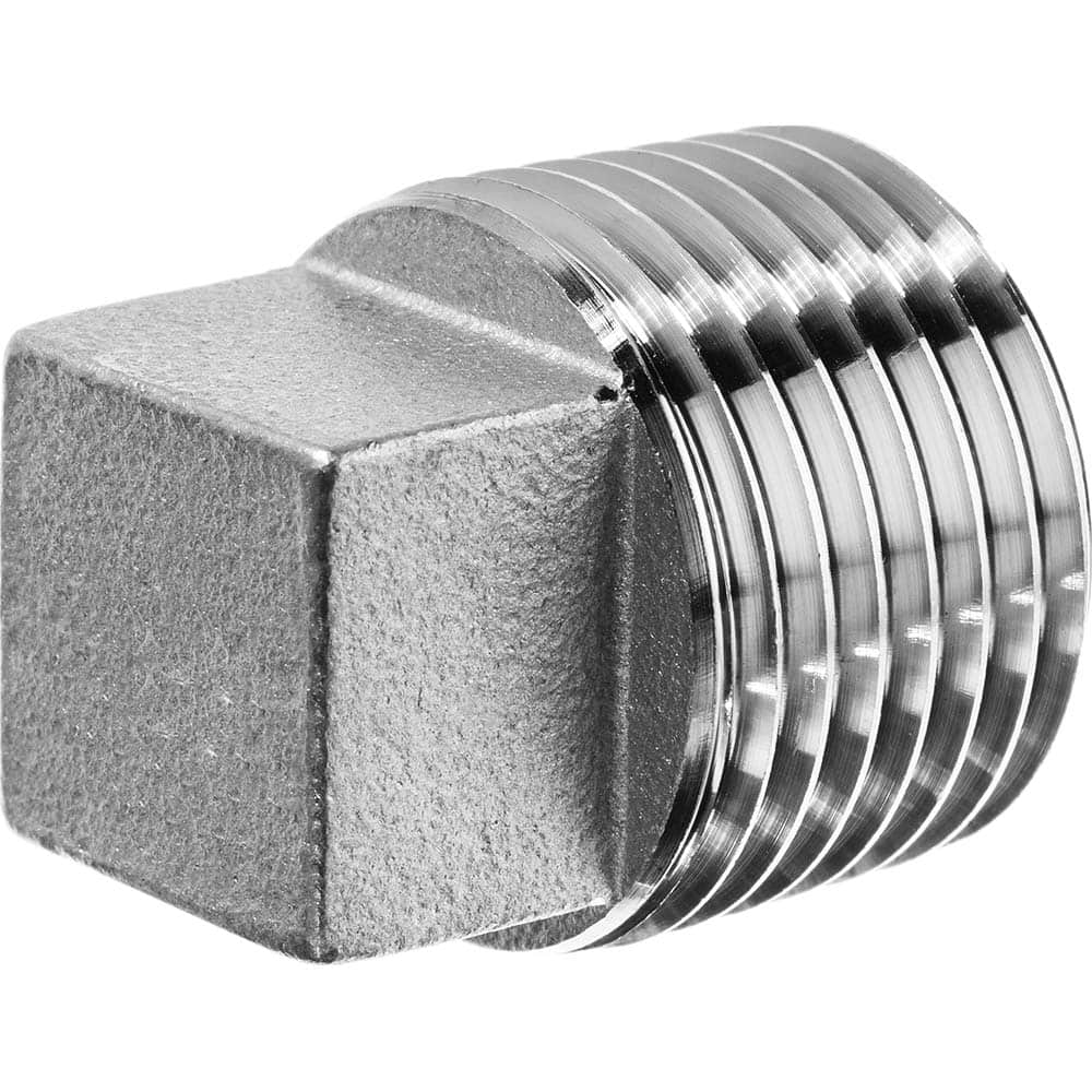 USA Sealing - Aluminum Pipe Fittings; Type: Square Head Plug ; Fitting Size: 1/4 ; End Connections: MNPT ; Material Grade: Class 150 ; Pressure Rating (psi): 150 - Exact Industrial Supply