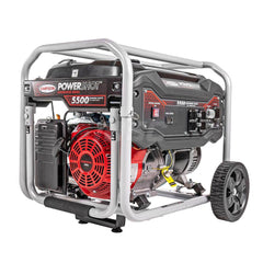 Portable Power Generators; Fuel Type: Gasoline; Starting Method: Recoil; Wattage (kW): 5.50; Running Watts: 5500; Engine Size (cc): 420; Engine Size (L): 420; Run Time Half Load: 9; Horsepower (HP): 13; Receptacle Type: (4) 120V 20A Household Outlets; (1)