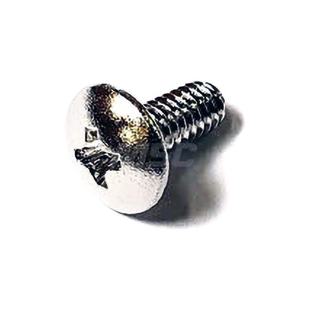 Machine Screw: #10-32 x 1/2″, Round Head, Phillips Stainless Steel, NL-19 Finish, Grade 18-8, ANSI B18.6.3