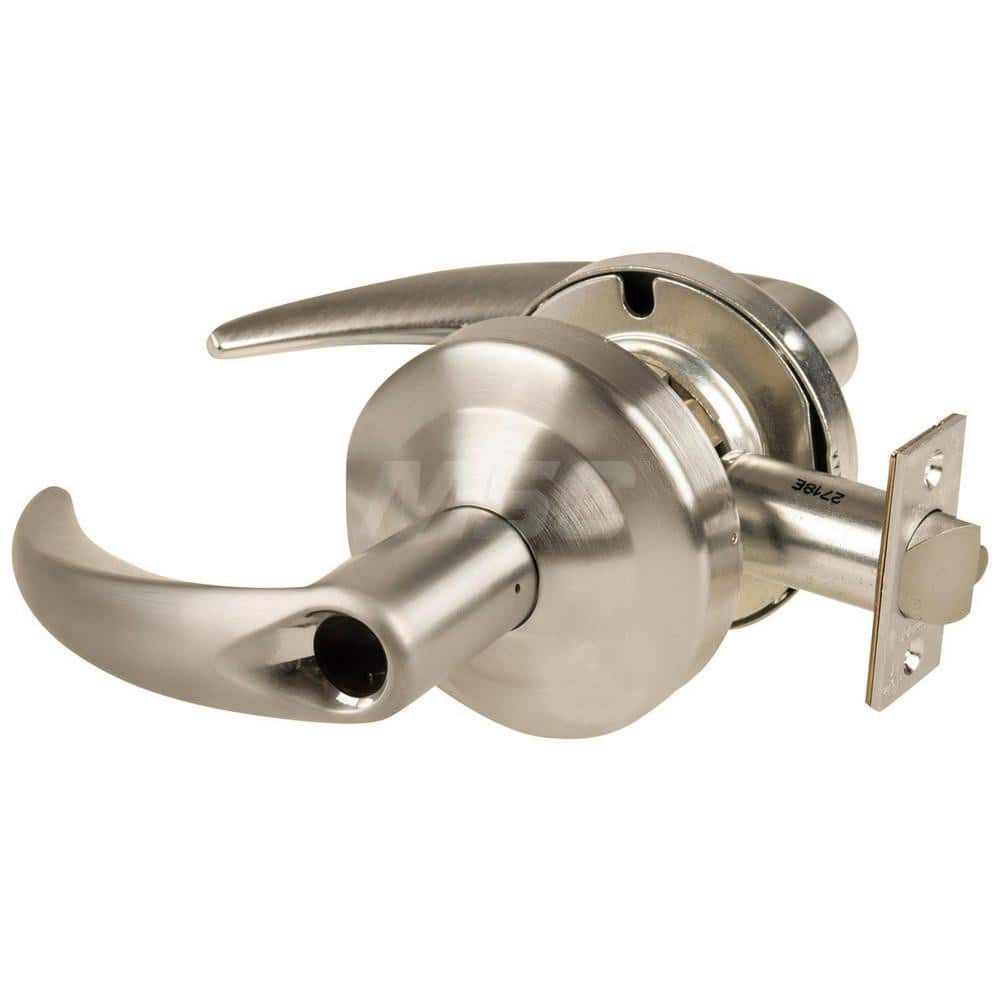 Lever Locksets; Type: Cylindrical Lock; Key Type: Keyless; Strike Type: Curved Lip Strike; Finish/Coating: Satin Nickel; Material: Metal; Material: Metal; Door Thickness: 1.75 in; Backset: 2.75 in; Cylinder Type: No Keyway; Minimum Order Quantity: Metal;