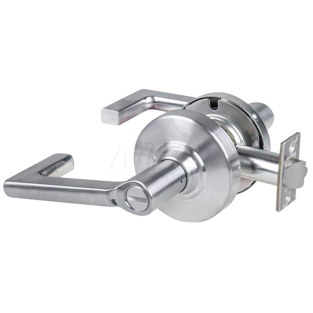 Lever Locksets; Type: Cylindrical Lock; Key Type: Keyless; Strike Type: Curved Lip Strike; Finish/Coating: Satin Chrome; Material: Metal; Material: Metal; Door Thickness: 1.75 in; Backset: 2.75 in; Cylinder Type: No Keyway; Minimum Order Quantity: Metal;