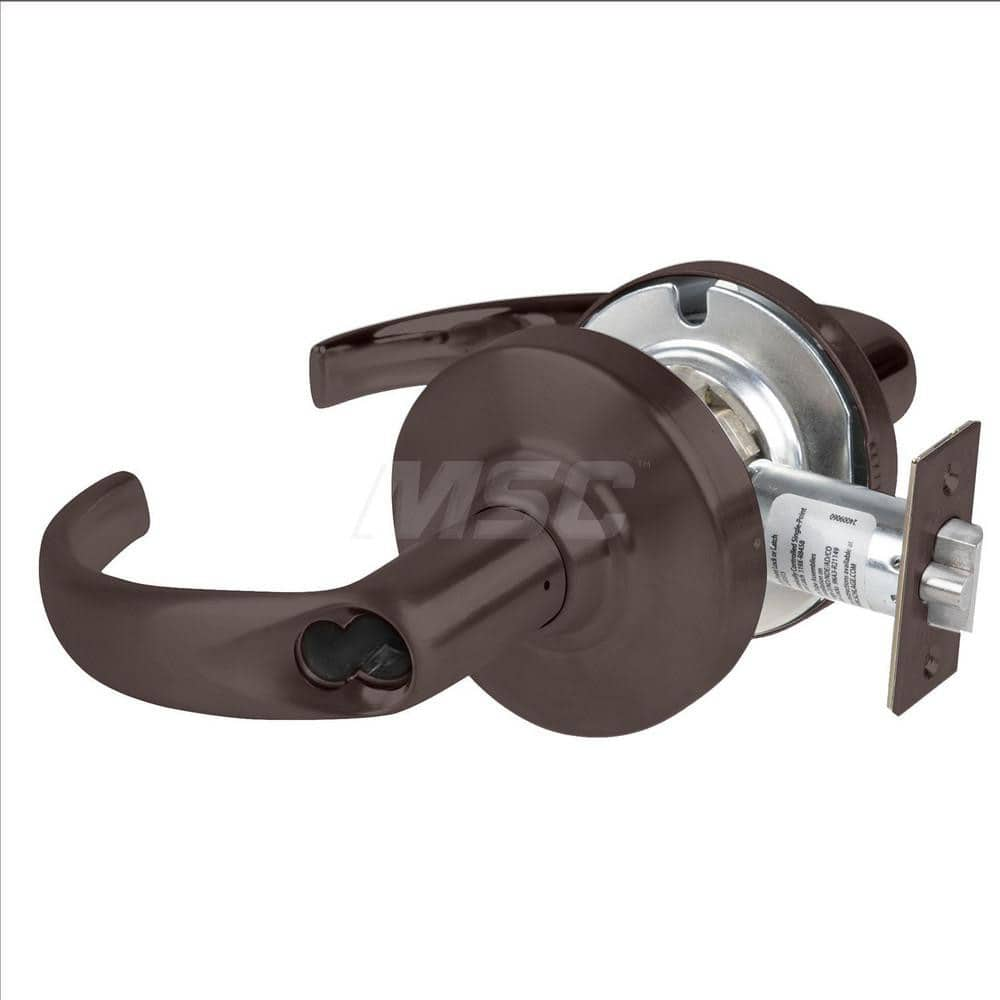 Lever Locksets; Type: Cylindrical Lock; Key Type: Keyless; Strike Type: Curved Lip Strike; Finish/Coating: Oil Rubbed Bronze; Material: Metal; Material: Metal; Door Thickness: 1.75 in; Backset: 2.75 in; Cylinder Type: No Keyway; Minimum Order Quantity: Me