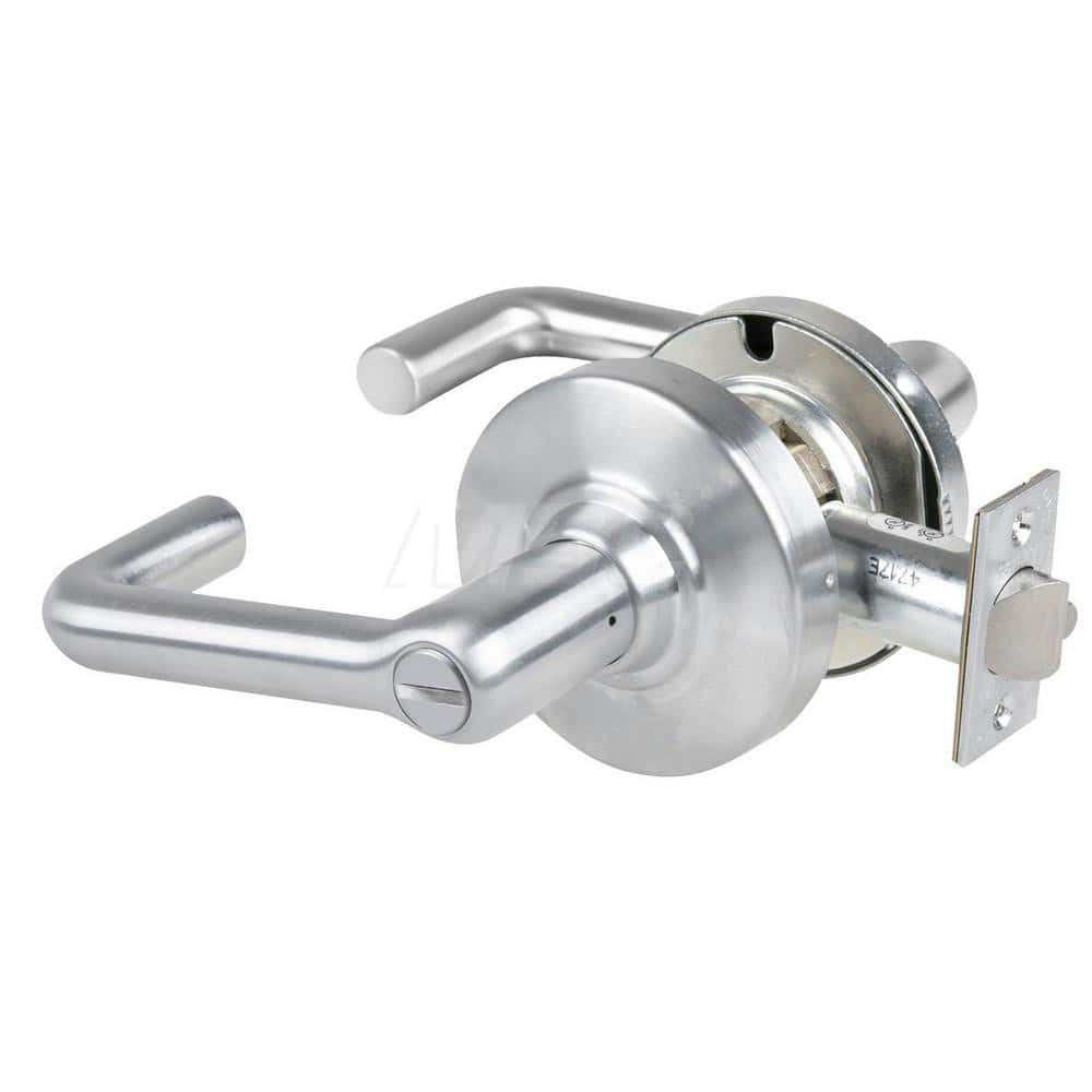 Lever Locksets; Type: Cylindrical Lock; Key Type: Keyless; Strike Type: Curved Lip Strike; Finish/Coating: Satin Chrome; Material: Metal; Material: Metal; Door Thickness: 1.75 in; Backset: 2.75 in; Cylinder Type: No Keyway; Minimum Order Quantity: Metal;