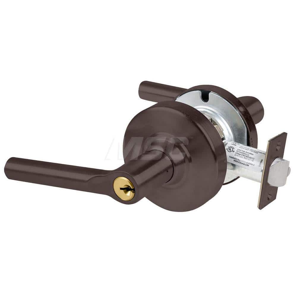 Lever Locksets; Type: Cylindrical Lock; Key Type: Keyed Different; Strike Type: Curved Lip Strike; Finish/Coating: Oil Rubbed Bronze; Material: Metal; Material: Metal; Door Thickness: 1.75 in; Backset: 2.75 in; Cylinder Type: Schlage C Keyway; Minimum Ord