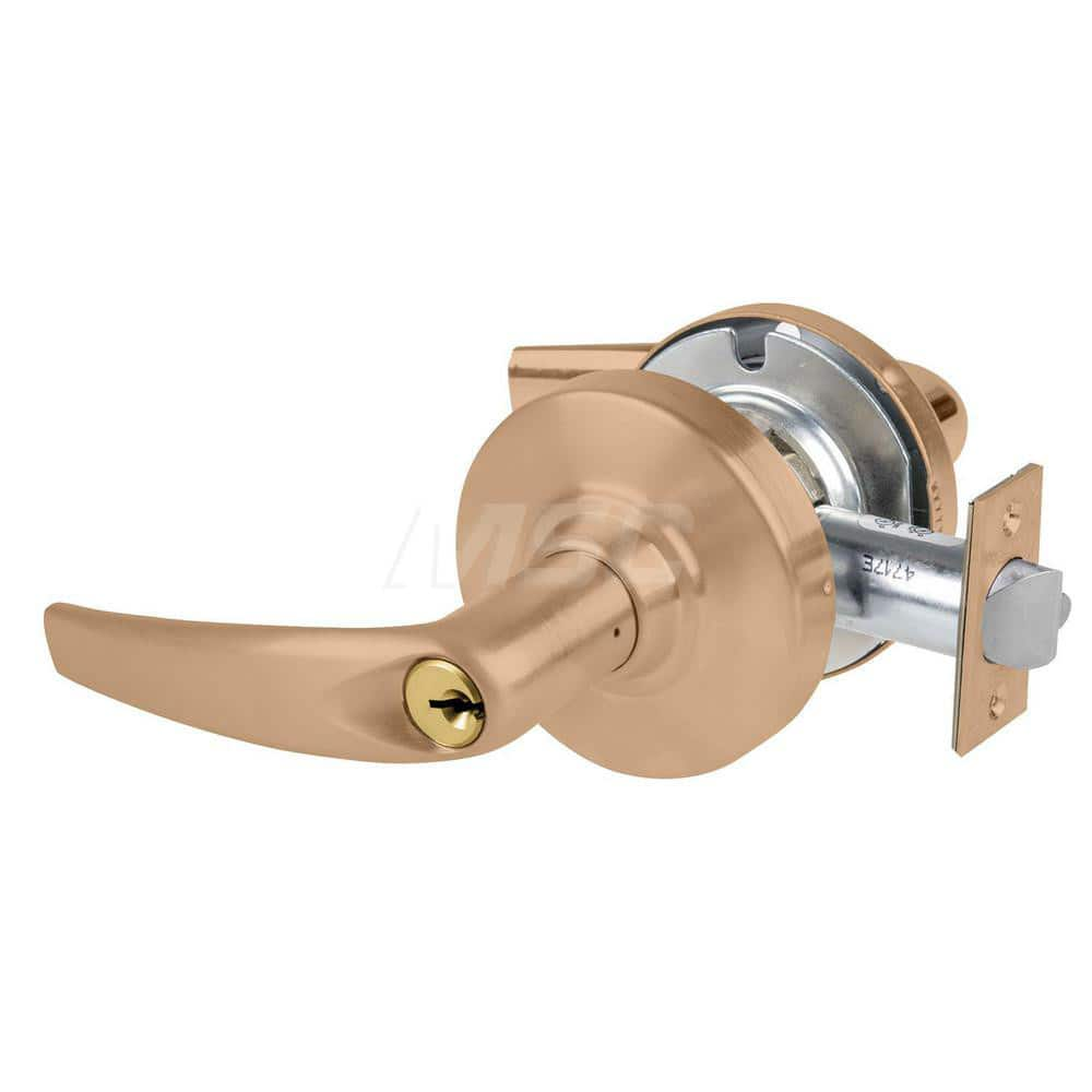 Lever Locksets; Type: Cylindrical Lock; Key Type: Keyed Different; Strike Type: Curved Lip Strike; Finish/Coating: Satin Bronze; Material: Metal; Material: Metal; Door Thickness: 1.75 in; Backset: 2.75 in; Cylinder Type: Schlage C Keyway; Minimum Order Qu