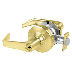 Lever Locksets; Type: Cylindrical Lock; Key Type: Keyed Different; Strike Type: Curved Lip Strike; Finish/Coating: Satin Brass; Material: Metal; Material: Metal; Door Thickness: 1.75 in; Backset: 2.75 in; Cylinder Type: Schlage C Keyway; Minimum Order Qua