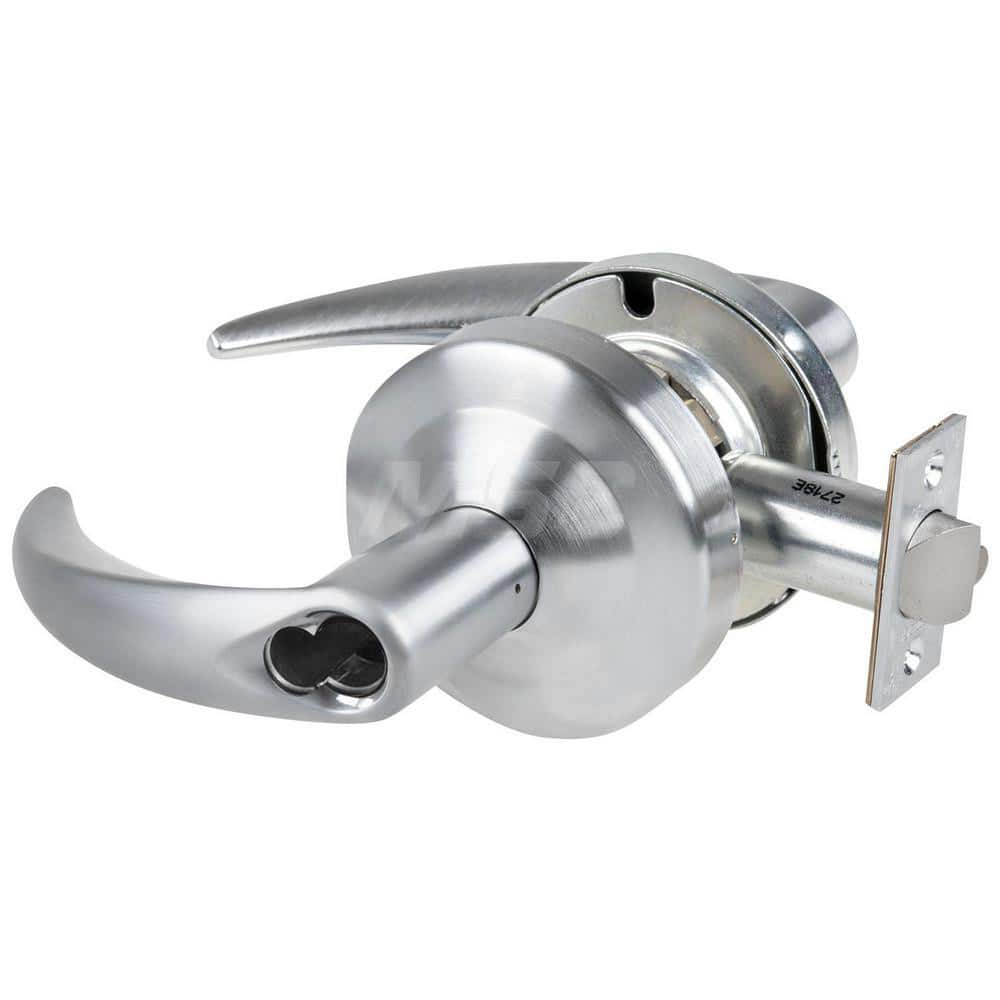 Lever Locksets; Type: Cylindrical Lock; Key Type: Keyless; Strike Type: Curved Lip Strike; Finish/Coating: Satin Chrome; Material: Metal; Material: Metal; Door Thickness: 1.75 in; Backset: 2.75 in; Cylinder Type: No Keyway; Minimum Order Quantity: Metal;