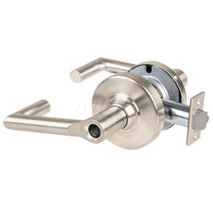 Lever Locksets; Type: Cylindrical Lock; Key Type: Keyless; Strike Type: Curved Lip Strike; Finish/Coating: Satin Nickel; Material: Metal; Material: Metal; Door Thickness: 1.75 in; Backset: 2.75 in; Cylinder Type: No Keyway; Minimum Order Quantity: Metal;