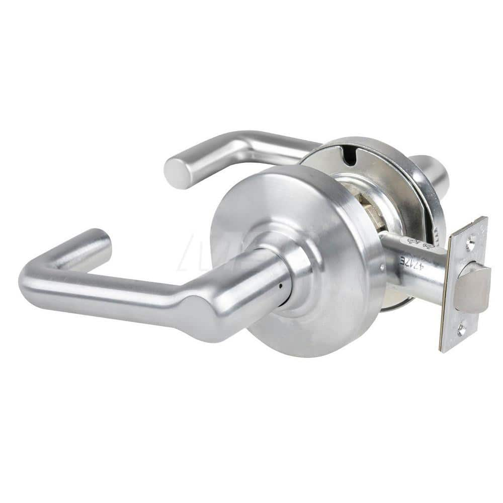 Lever Locksets; Type: Cylindrical Lock; Key Type: Keyless; Strike Type: Curved Lip Strike; Finish/Coating: Satin Chrome; Material: Metal; Material: Metal; Door Thickness: 1.75 in; Backset: 2.75 in; Cylinder Type: No Keyway; Minimum Order Quantity: Metal;