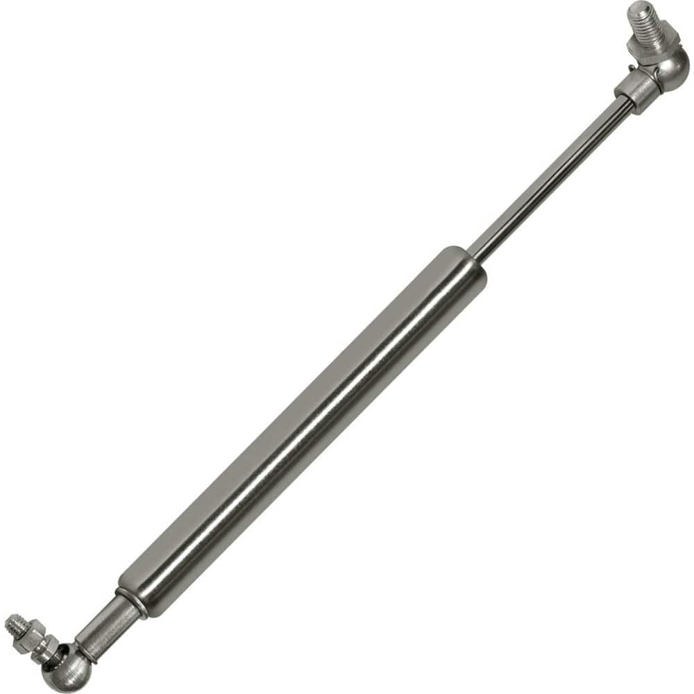 Hydraulic Dampers & Gas Springs; Fitting Type: Elbow; Material: Stainless Steel; Extended Length: 7.00; Load Capacity: 45 N; 10 lb; Rod Diameter (Decimal Inch): 6 mm; Tube Diameter: 15.000; End Fitting Connection: Elbow Joint; Compressed Length: 122 mm; E