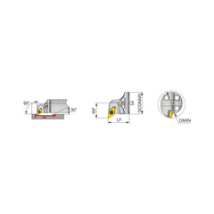 Replaceable Boring Bar Heads; Compatible Insert Style: DCMT; Compatible Insert Size Code: 32.52; Tool Material: Steel; Multi-use Tool: Yes; Lead Angle: 93.000; Through Coolant: Normal Pressure; For Shank Diameter: 0.9840 in; Cutting Tool Application: Faci