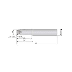 Replaceable Tip Milling Shank: Series VTS, 1-1/4″ Straight Shank S15 Neck Thread, 0.957″ Neck Dia, Solid Carbide