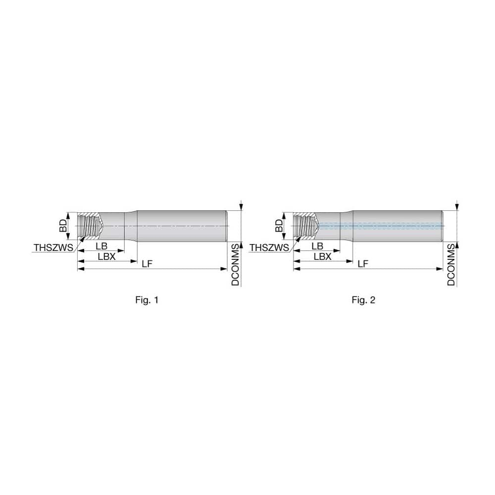 Replaceable Tip Milling Shank: Series VSSD, 12″ Straight Shank S08 Neck Thread, 11.5″ Neck Dia, Steel