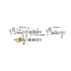 Indexable Cutoff Toolholder: 0.4134″ Max Depth of Cut, 0.7874″ Max Workpiece Dia, 0.0236″ Min Insert Width, Left Hand 0.5″ Shank Height, 0.5″ Shank Width, Uses 06, 12, 16 & 20 Inserts, Series JSXX